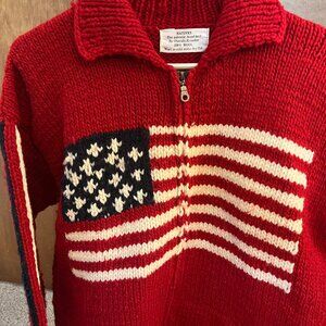 Natives Authentic Hand-Knit Zip Front Cardigan Sweater Otavalo-Ecuador 100% Wool